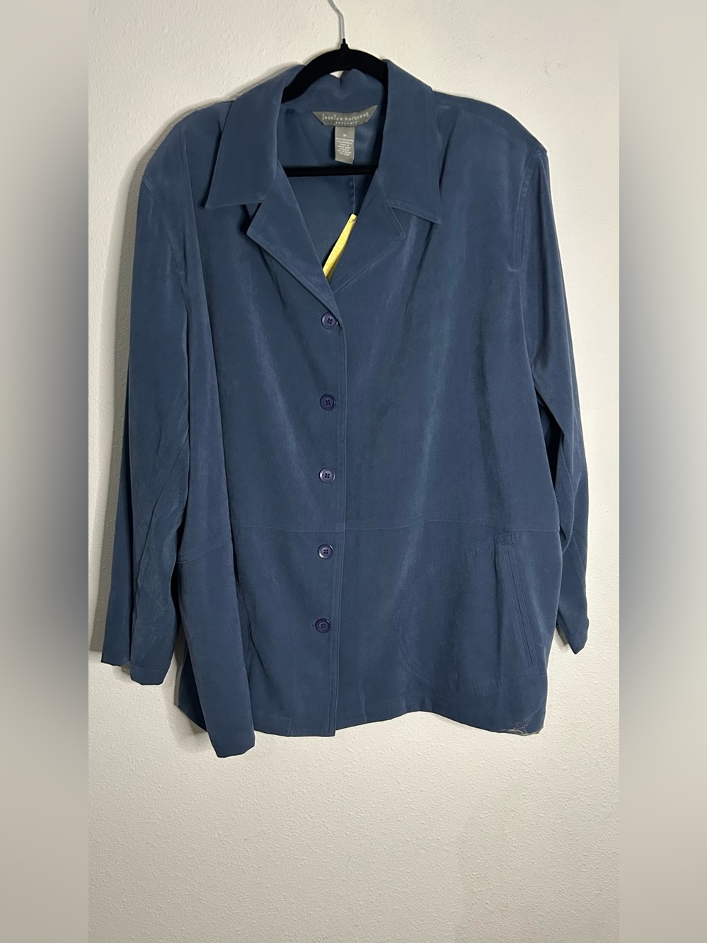 Soft Navy Button-Front Women's Jacket by Jessica Holbrook